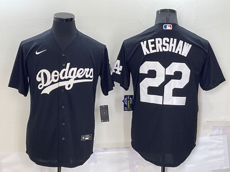 Men Los Angeles Dodgers #22 Kershaw Black Inversion Nike 2022 MLB Jerseys